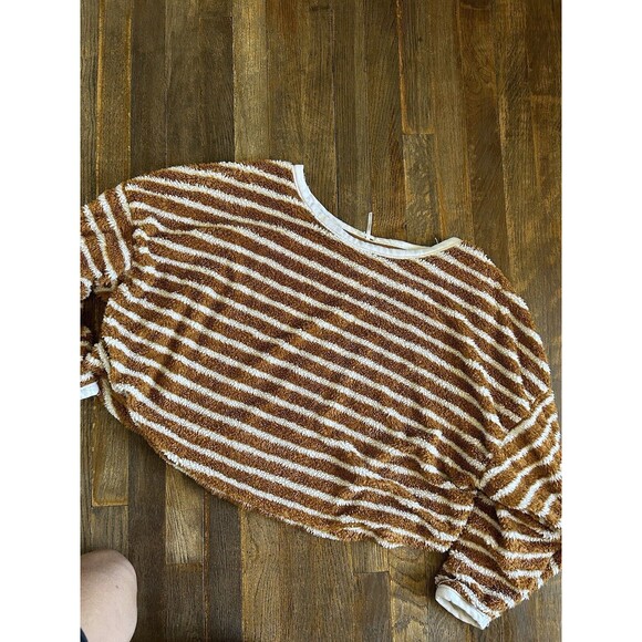 Free People Breton Striped Pullover Sweater Medium M Autumn Peal - Picture 2 of 7